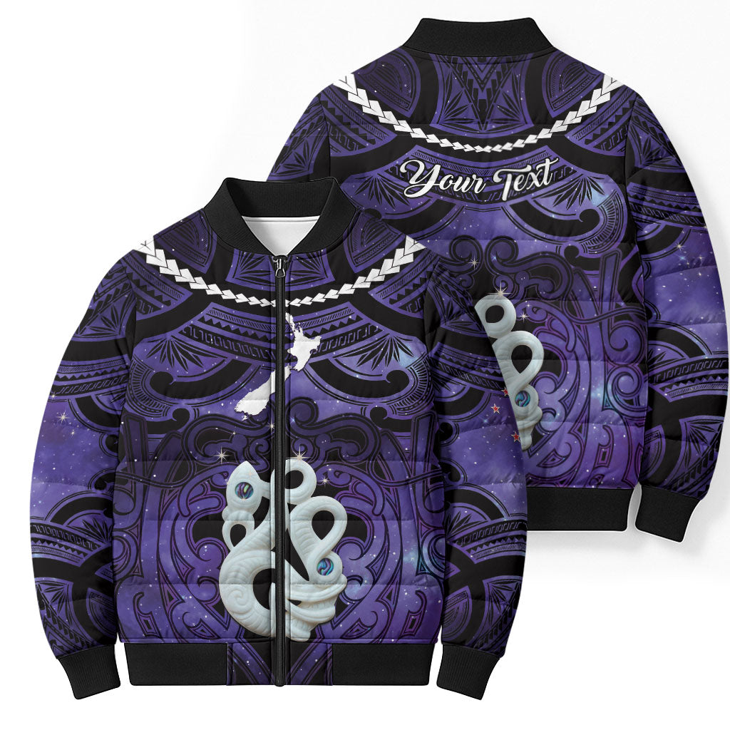 Personalised Maori Matariki Manaia Waiporoporo Bomber Puffer Jacket Maori Kowhaiwhai Pattern Galaxy LT01 - Polynesian Pride