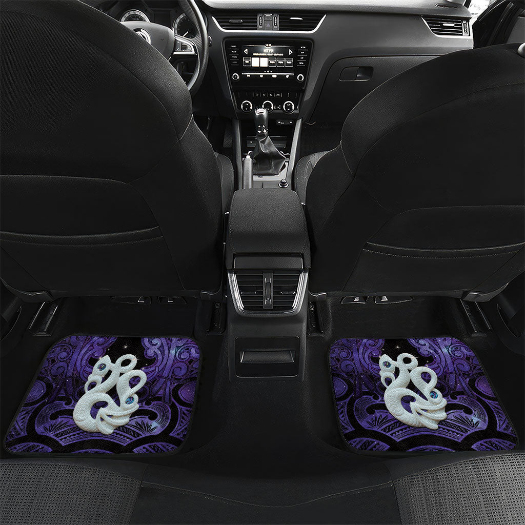 Personalised Maori Matariki Manaia Waiporoporo Car Mats Maori Kowhaiwhai Pattern Galaxy LT01 Set 2pcs - Back Purple - Polynesian Pride