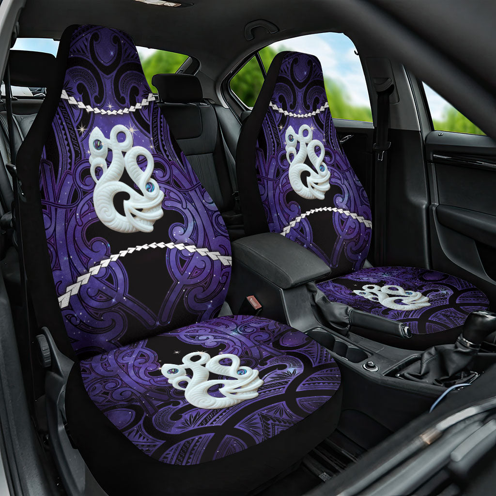 Maori Matariki Manaia Waiporoporo Car Seat Cover Maori Kowhaiwhai Pattern Galaxy LT01 One Size Purple - Polynesian Pride