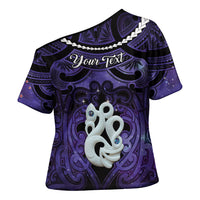 Personalised Maori Matariki Manaia Waiporoporo Cross Shoulder Shirt Maori Kowhaiwhai Pattern Galaxy LT01 - Polynesian Pride