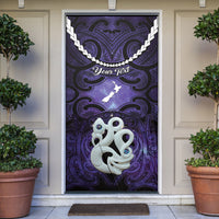 Personalised Maori Matariki Manaia Waiporoporo Door Cover Maori Kowhaiwhai Pattern Galaxy LT01 Purple - Polynesian Pride
