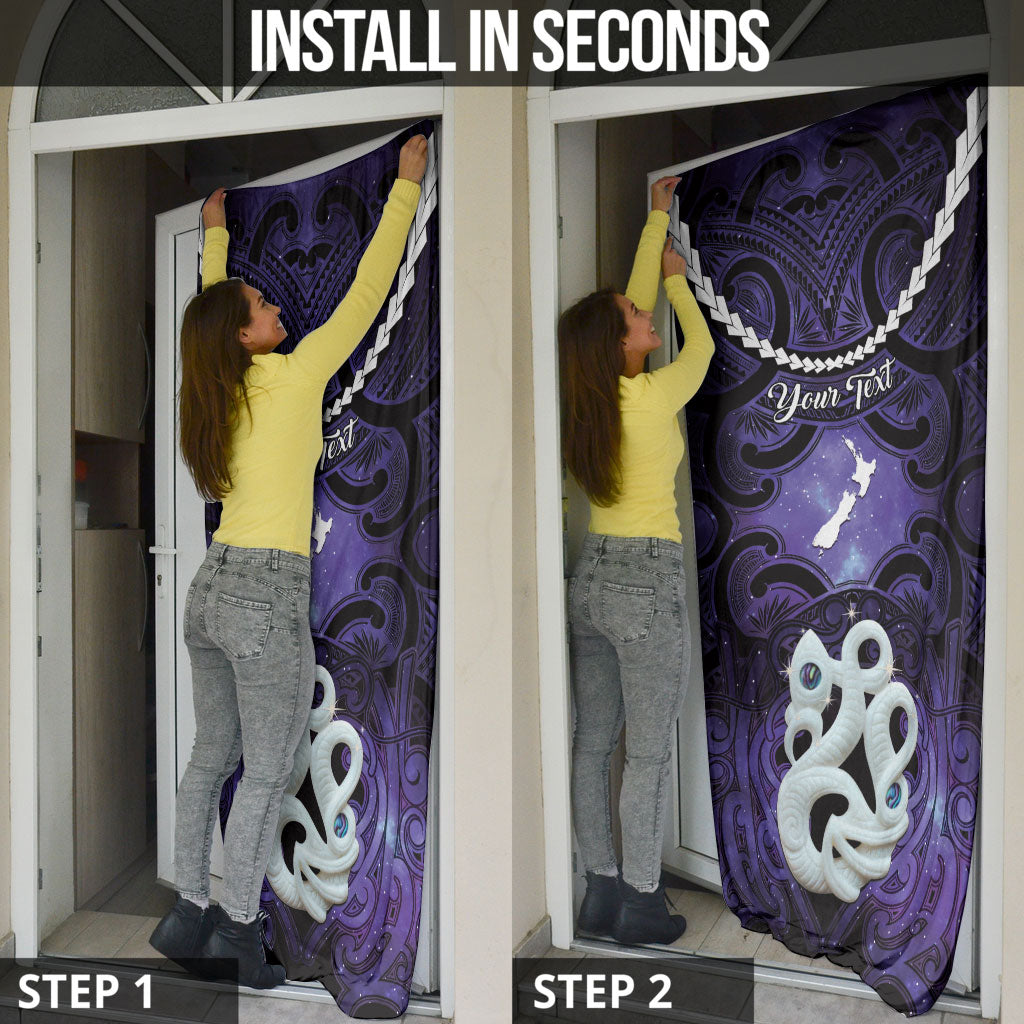 Personalised Maori Matariki Manaia Waiporoporo Door Cover Maori Kowhaiwhai Pattern Galaxy LT01 - Polynesian Pride