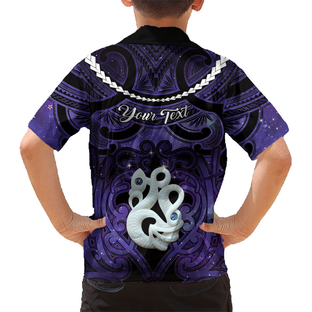Personalised Maori Matariki Manaia Waiporoporo Family Matching Long Sleeve Bodycon Dress and Hawaiian Shirt Maori Kowhaiwhai Pattern Galaxy