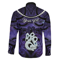 Personalised Maori Matariki Manaia Waiporoporo Family Matching Off The Shoulder Long Sleeve Dress and Hawaiian Shirt Maori Kowhaiwhai Pattern Galaxy