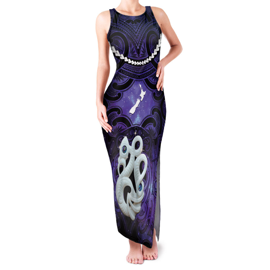Personalised Maori Matariki Manaia Waiporoporo Family Matching Tank Maxi Dress and Hawaiian Shirt Maori Kowhaiwhai Pattern Galaxy