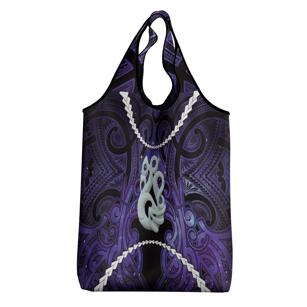 Maori Matariki Manaia Waiporoporo Grocery Bag Maori Kowhaiwhai Pattern Galaxy LT01 - Polynesian Pride