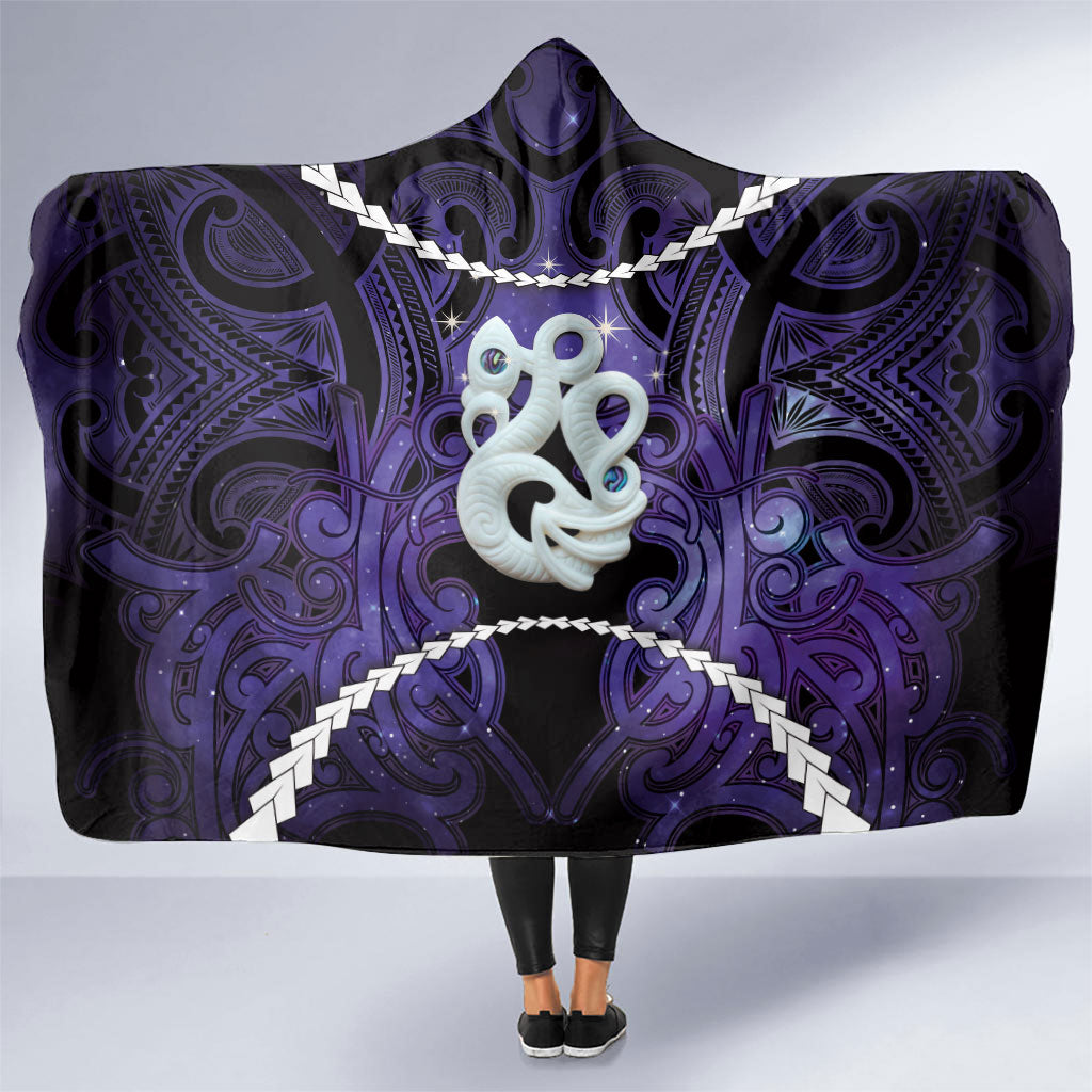 Maori Matariki Manaia Waiporoporo Hooded Blanket Maori Kowhaiwhai Pattern Galaxy LT01 One Size Purple - Polynesian Pride