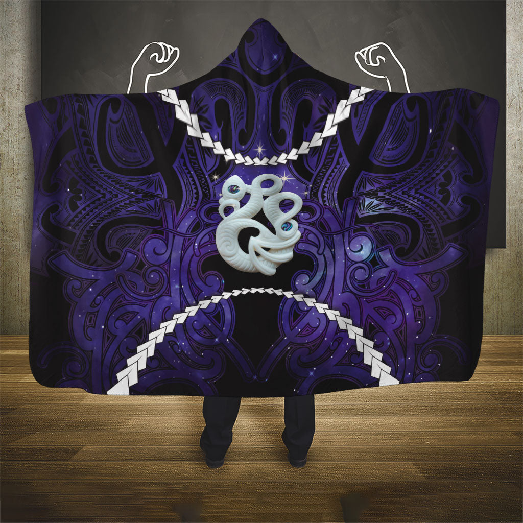 Maori Matariki Manaia Waiporoporo Hooded Blanket Maori Kowhaiwhai Pattern Galaxy LT01 - Polynesian Pride