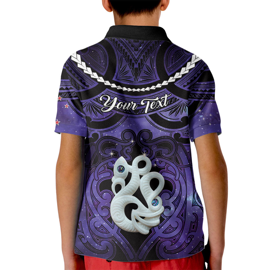 Personalised Maori Matariki Manaia Waiporoporo Kid Polo Shirt Maori Kowhaiwhai Pattern Galaxy LT01 - Polynesian Pride
