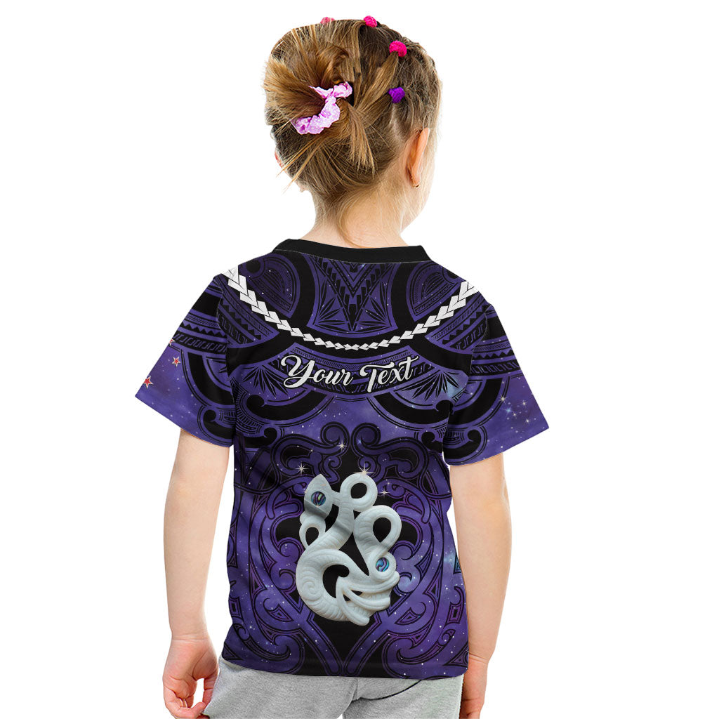 Personalised Maori Matariki Manaia Waiporoporo Kid T Shirt Maori Kowhaiwhai Pattern Galaxy LT01 - Polynesian Pride