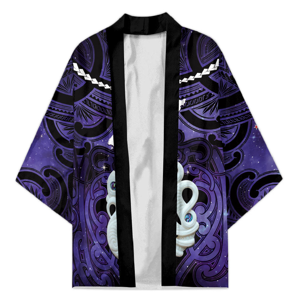 Personalised Maori Matariki Manaia Waiporoporo Kimono Maori Kowhaiwhai Pattern Galaxy LT01 Unisex Purple - Polynesian Pride