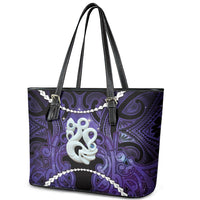 Maori Matariki Manaia Waiporoporo Leather Tote Bag Maori Kowhaiwhai Pattern Galaxy LT01 - Polynesian Pride