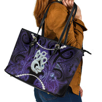Maori Matariki Manaia Waiporoporo Leather Tote Bag Maori Kowhaiwhai Pattern Galaxy LT01 - Polynesian Pride