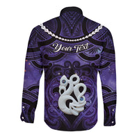 Personalised Maori Matariki Manaia Waiporoporo Long Sleeve Button Shirt Maori Kowhaiwhai Pattern Galaxy LT01 - Polynesian Pride