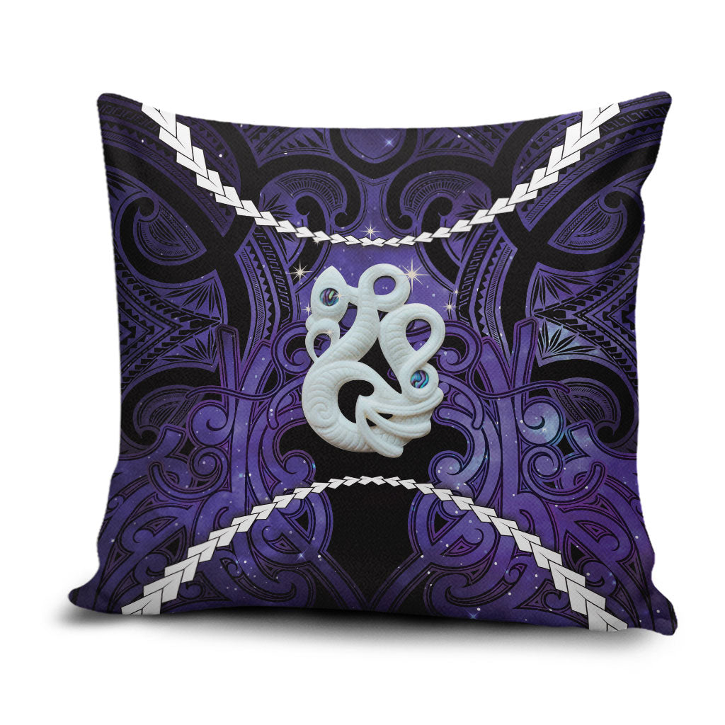 Maori Matariki Manaia Waiporoporo Pillow Cover Maori Kowhaiwhai Pattern Galaxy LT01 Purple - Polynesian Pride