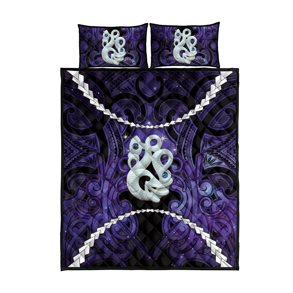 Maori Matariki Manaia Waiporoporo Quilt Bed Set Maori Kowhaiwhai Pattern Galaxy LT01 - Polynesian Pride