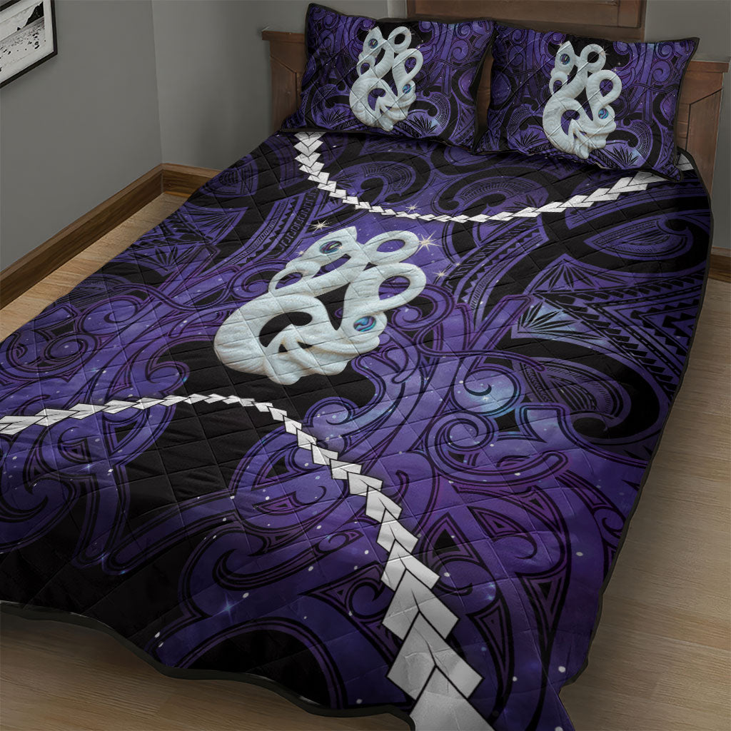 Maori Matariki Manaia Waiporoporo Quilt Bed Set Maori Kowhaiwhai Pattern Galaxy LT01 - Polynesian Pride