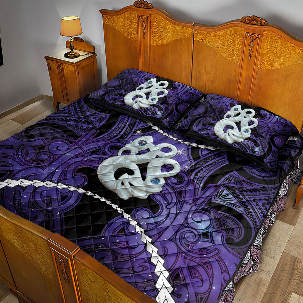 Maori Matariki Manaia Waiporoporo Quilt Bed Set Maori Kowhaiwhai Pattern Galaxy LT01 - Polynesian Pride