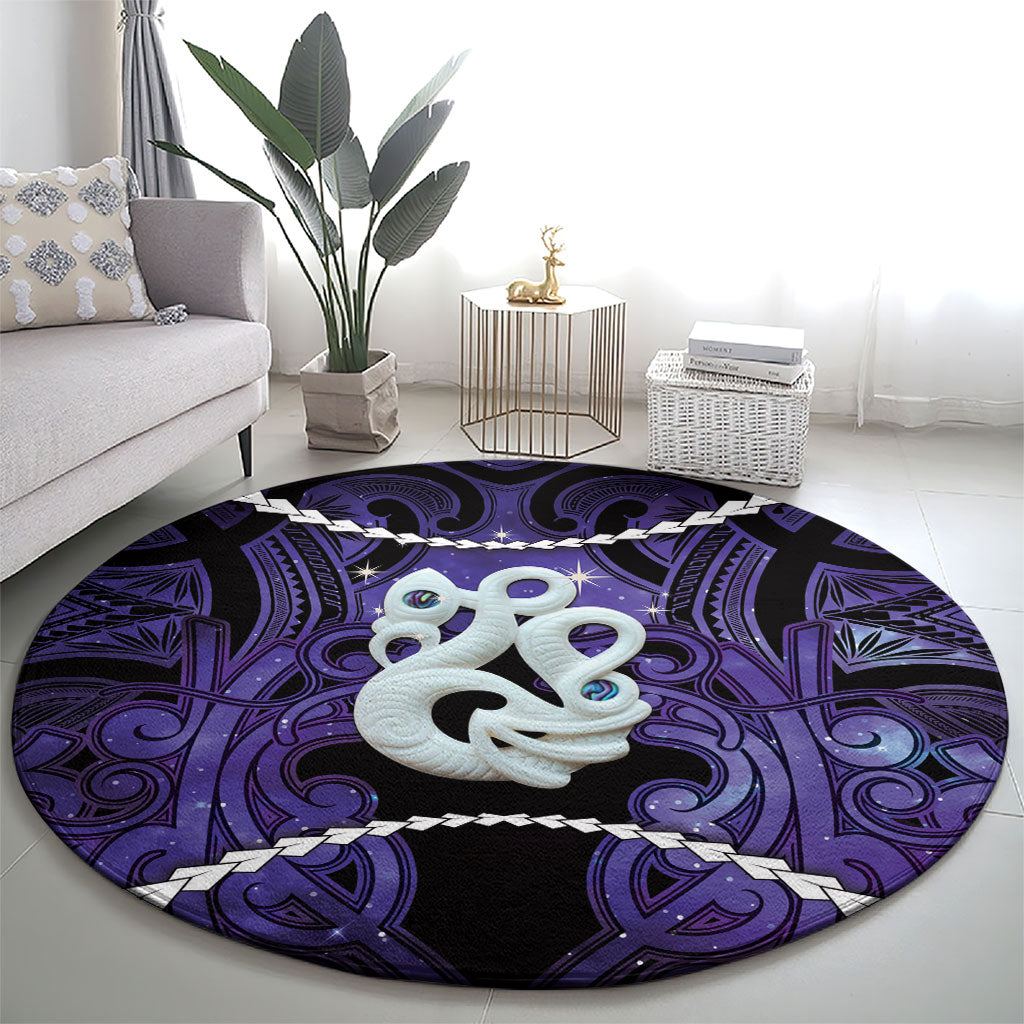 Maori Matariki Manaia Waiporoporo Round Carpet Maori Kowhaiwhai Pattern Galaxy LT01 - Polynesian Pride