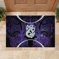 Maori Matariki Manaia Waiporoporo Rubber Doormat Maori Kowhaiwhai Pattern Galaxy LT01 Purple - Polynesian Pride