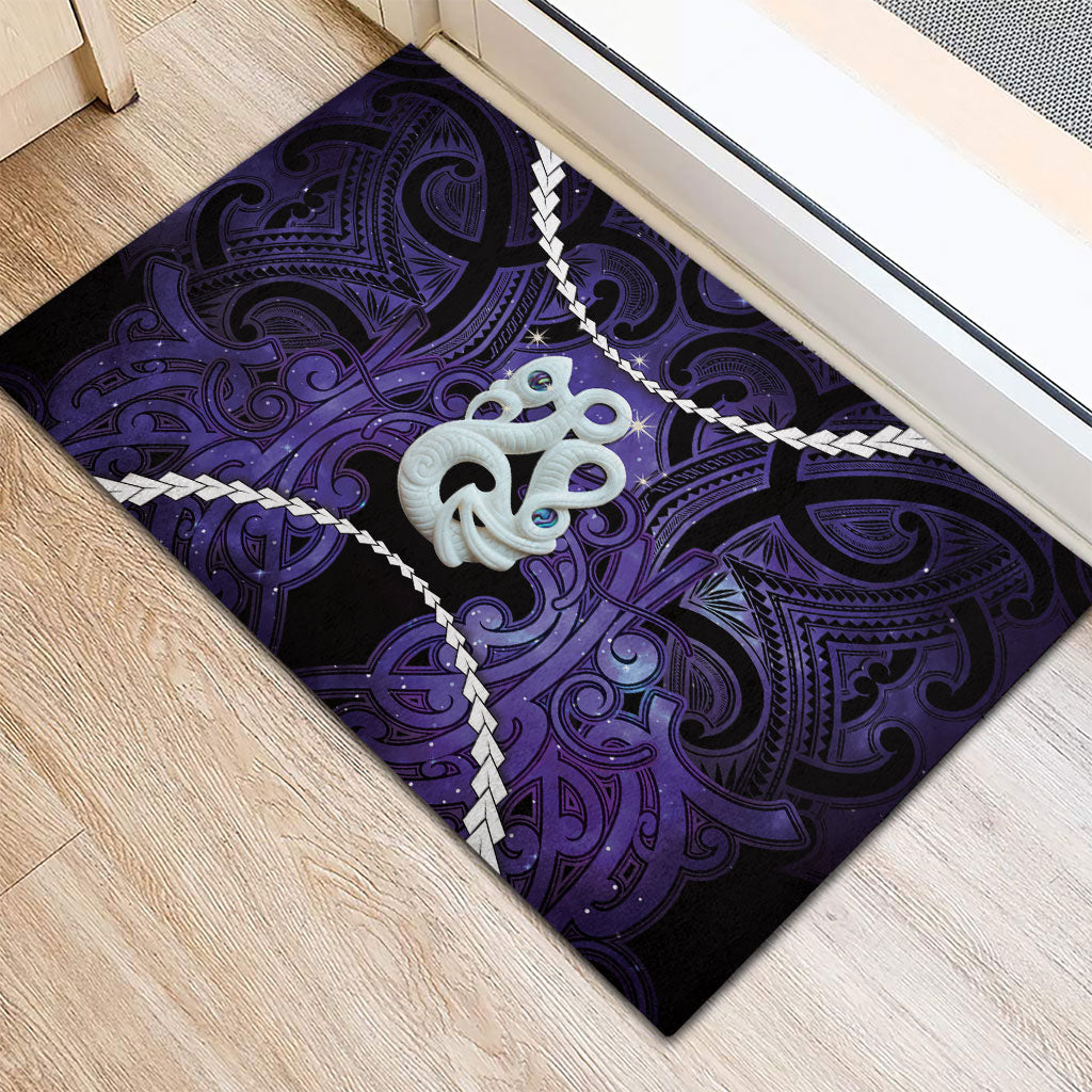 Maori Matariki Manaia Waiporoporo Rubber Doormat Maori Kowhaiwhai Pattern Galaxy LT01 - Polynesian Pride