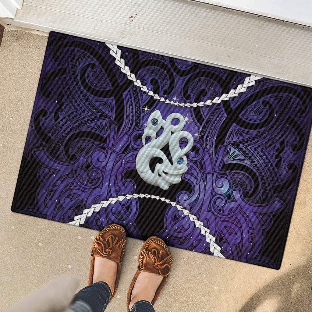Maori Matariki Manaia Waiporoporo Rubber Doormat Maori Kowhaiwhai Pattern Galaxy LT01 - Polynesian Pride