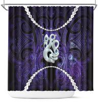Maori Matariki Manaia Waiporoporo Shower Curtain Maori Kowhaiwhai Pattern Galaxy LT01 Purple - Polynesian Pride