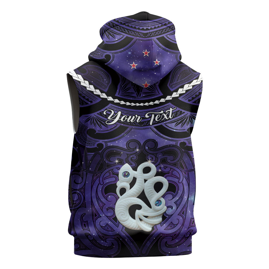 Personalised Maori Matariki Manaia Waiporoporo Sleeveless Hoodie Maori Kowhaiwhai Pattern Galaxy LT01 - Polynesian Pride