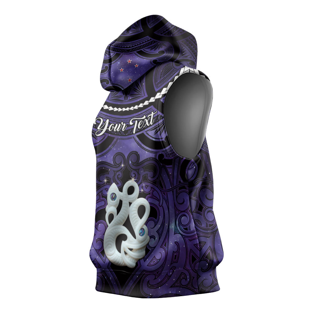 Personalised Maori Matariki Manaia Waiporoporo Sleeveless Hoodie Maori Kowhaiwhai Pattern Galaxy LT01 - Polynesian Pride