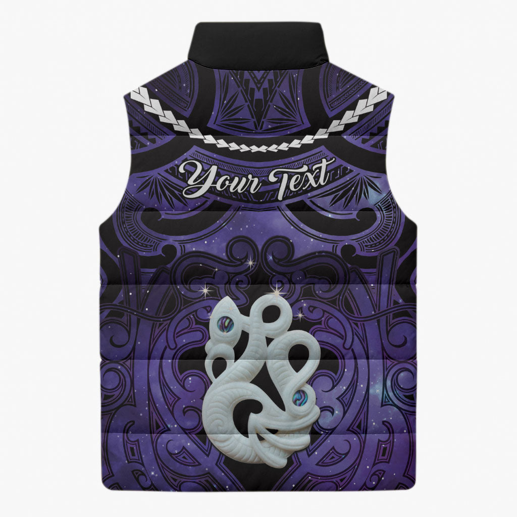 Personalised Maori Matariki Manaia Waiporoporo Sleeveless Puffer Jacket Maori Kowhaiwhai Pattern Galaxy LT01 - Polynesian Pride