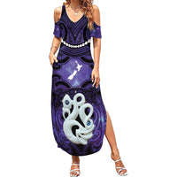 Personalised Maori Matariki Manaia Waiporoporo Summer Maxi Dress Maori Kowhaiwhai Pattern Galaxy