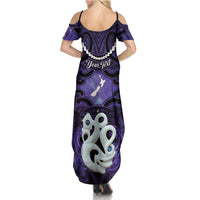 Personalised Maori Matariki Manaia Waiporoporo Summer Maxi Dress Maori Kowhaiwhai Pattern Galaxy