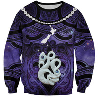 Personalised Maori Matariki Manaia Waiporoporo Sweatshirt Maori Kowhaiwhai Pattern Galaxy LT01 Unisex Purple - Polynesian Pride