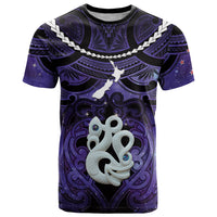 Personalised Maori Matariki Manaia Waiporoporo T Shirt Maori Kowhaiwhai Pattern Galaxy LT01 Purple - Polynesian Pride