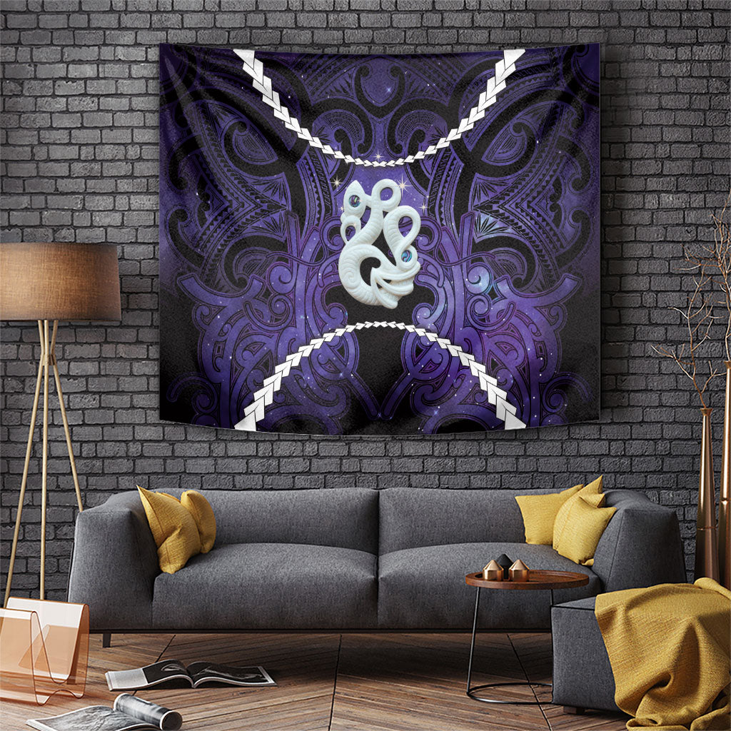 Maori Matariki Manaia Waiporoporo Tapestry Maori Kowhaiwhai Pattern Galaxy LT01 Purple - Polynesian Pride