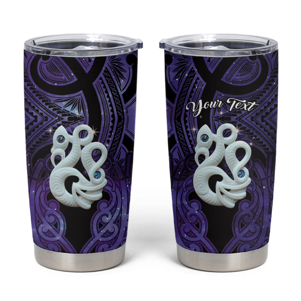 Personalised Maori Matariki Manaia Waiporoporo Tumbler Cup Maori Kowhaiwhai Pattern Galaxy LT01 Purple - Polynesian Pride