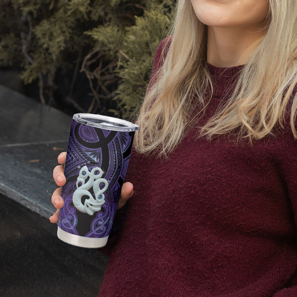 Personalised Maori Matariki Manaia Waiporoporo Tumbler Cup Maori Kowhaiwhai Pattern Galaxy LT01 - Polynesian Pride