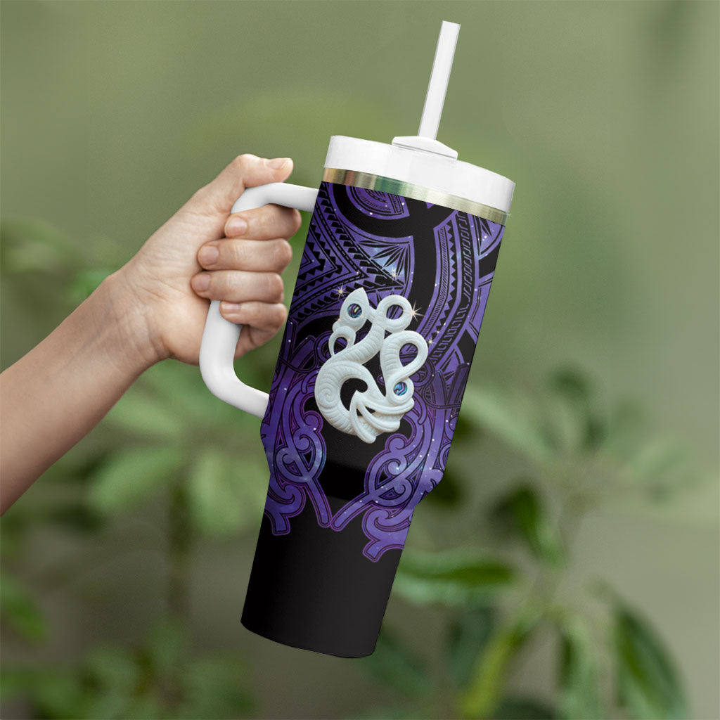 Personalised Maori Matariki Manaia Waiporoporo Tumbler With Handle Maori Kowhaiwhai Pattern Galaxy