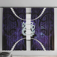 Maori Matariki Manaia Waiporoporo Window Curtain Maori Kowhaiwhai Pattern Galaxy LT01 With Hooks Purple - Polynesian Pride