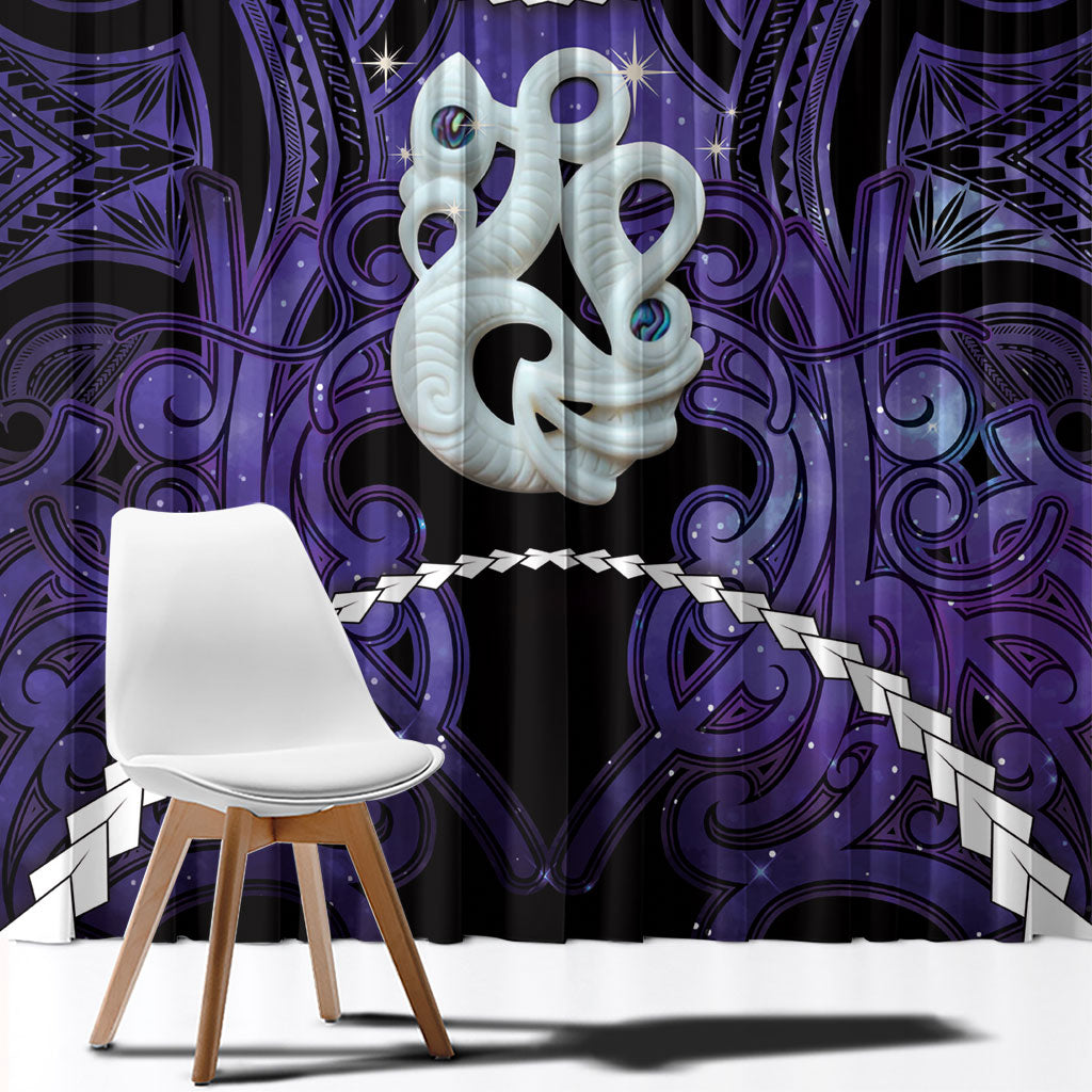 Maori Matariki Manaia Waiporoporo Window Curtain Maori Kowhaiwhai Pattern Galaxy LT01 - Polynesian Pride