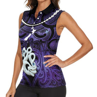 Personalised Maori Matariki Manaia Waiporoporo Women Sleeveless Polo Shirt Maori Kowhaiwhai Pattern Galaxy