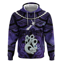 Personalised Maori Matariki Manaia Waiporoporo Zip Hoodie Maori Kowhaiwhai Pattern Galaxy LT01 Pullover Hoodie Purple - Polynesian Pride