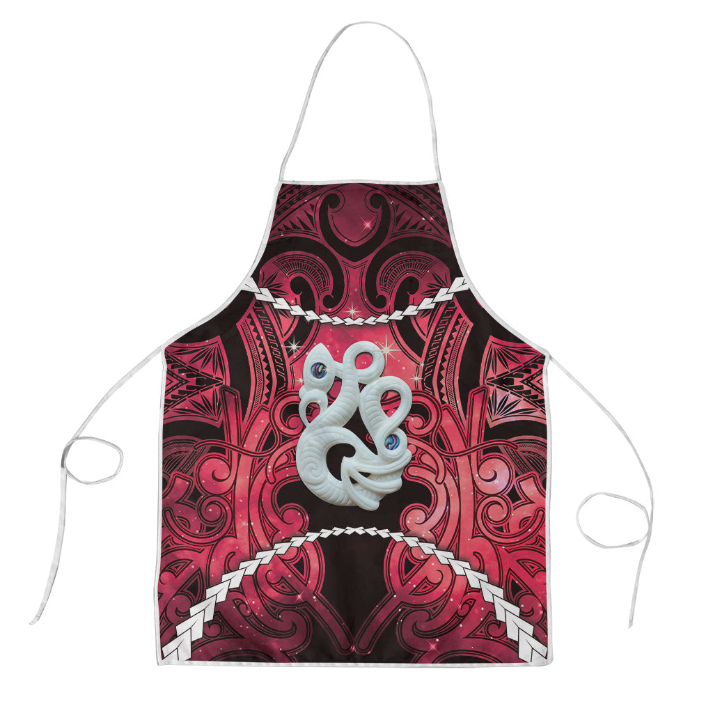 Maori Matariki Manaia Whero Apron Maori Kowhaiwhai Pattern Galaxy LT01 Red - Polynesian Pride