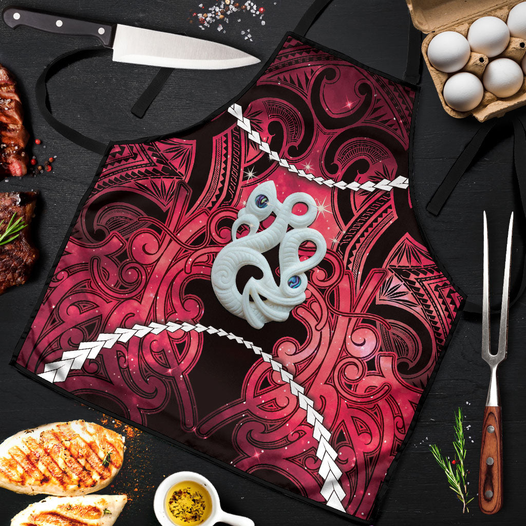 Maori Matariki Manaia Whero Apron Maori Kowhaiwhai Pattern Galaxy LT01 Red - Polynesian Pride