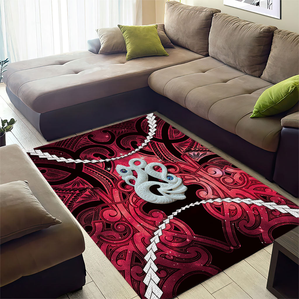Maori Matariki Manaia Whero Area Rug Maori Kowhaiwhai Pattern Galaxy