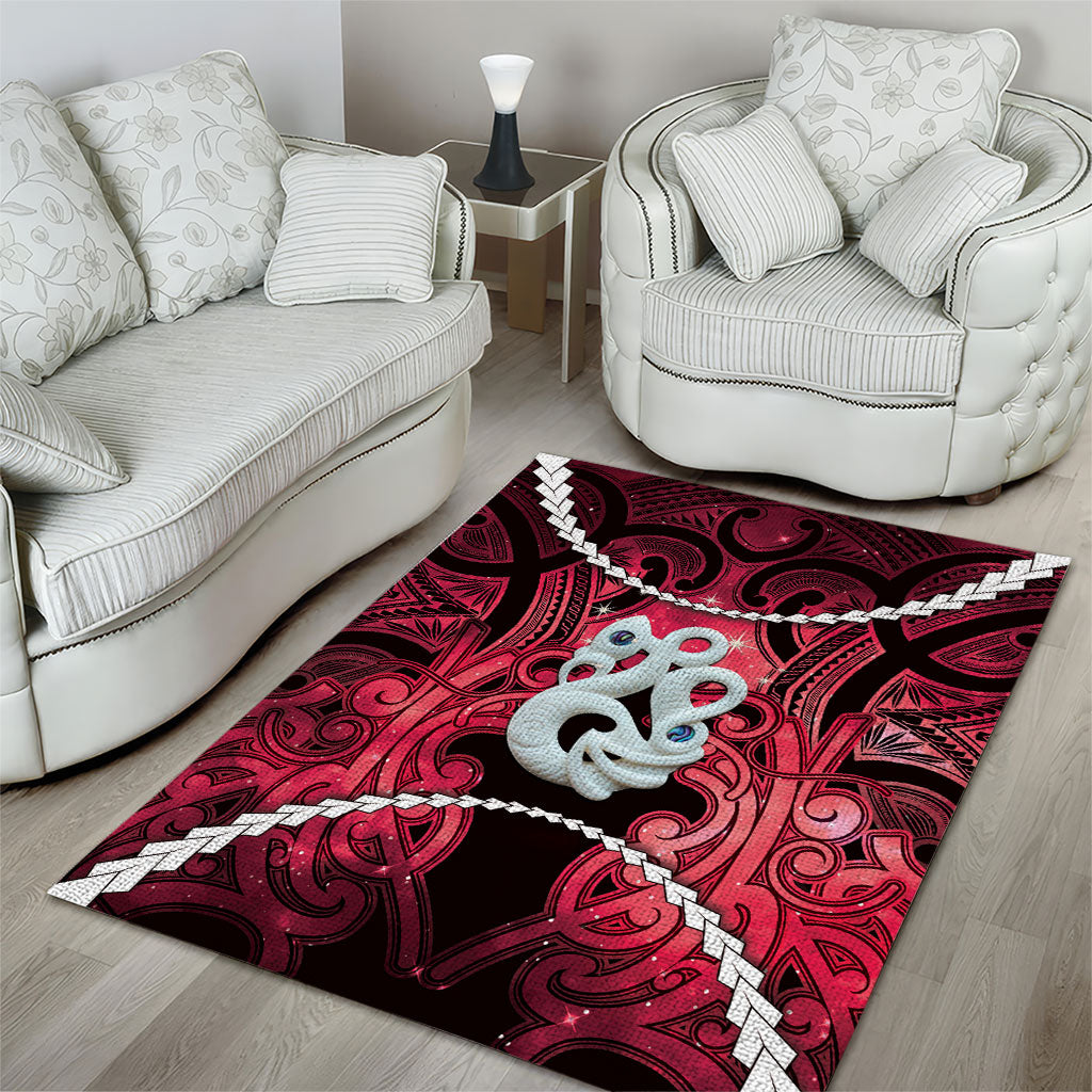 Maori Matariki Manaia Whero Area Rug Maori Kowhaiwhai Pattern Galaxy