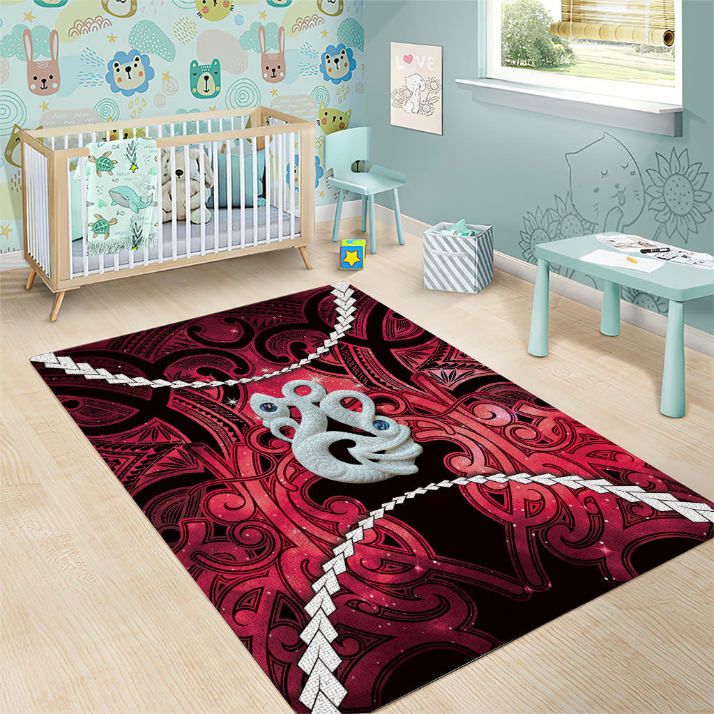 Maori Matariki Manaia Whero Area Rug Maori Kowhaiwhai Pattern Galaxy