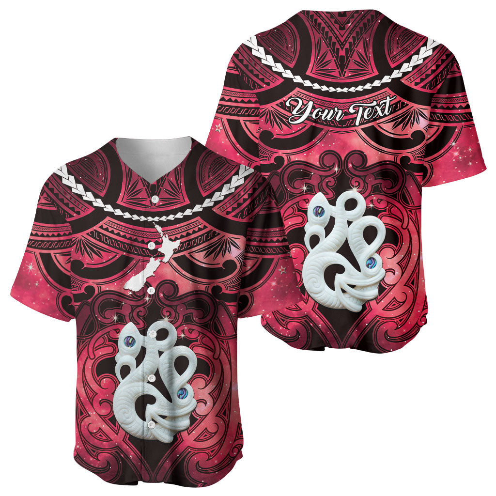 Personalised Maori Matariki Manaia Whero Baseball Jersey Maori Kowhaiwhai Pattern Galaxy LT01 - Polynesian Pride