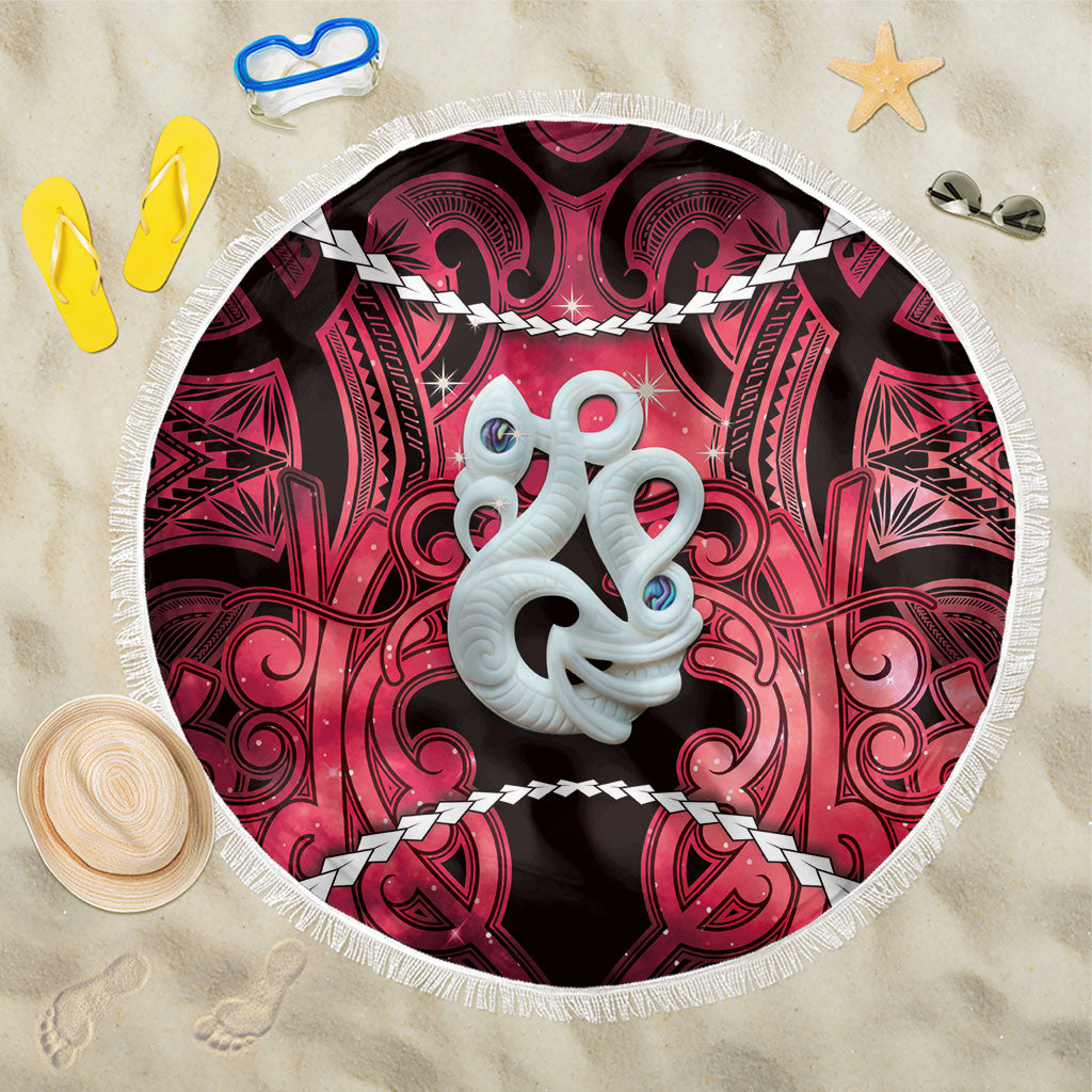 Maori Matariki Manaia Whero Beach Blanket Maori Kowhaiwhai Pattern Galaxy LT01 One Size 150cm Red - Polynesian Pride