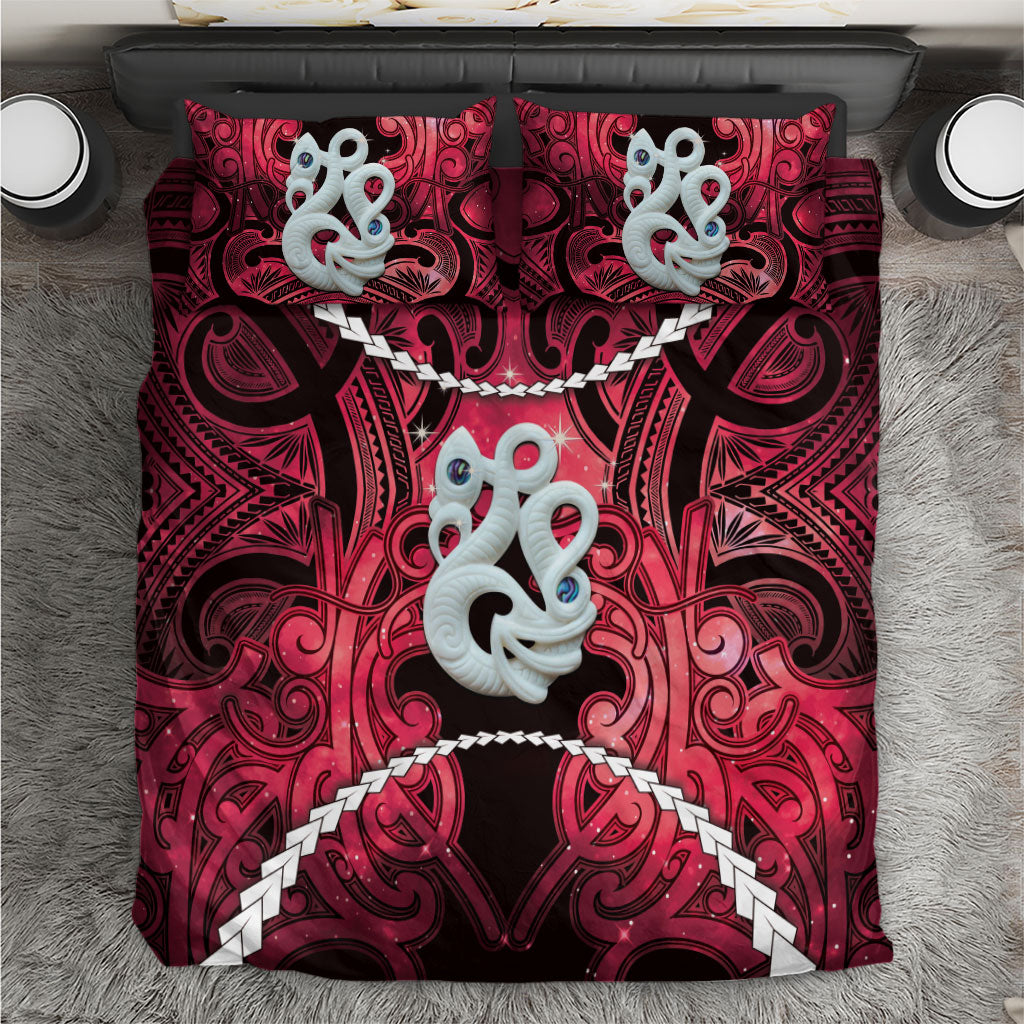 Maori Matariki Manaia Whero Bedding Set Maori Kowhaiwhai Pattern Galaxy LT01 Red - Polynesian Pride